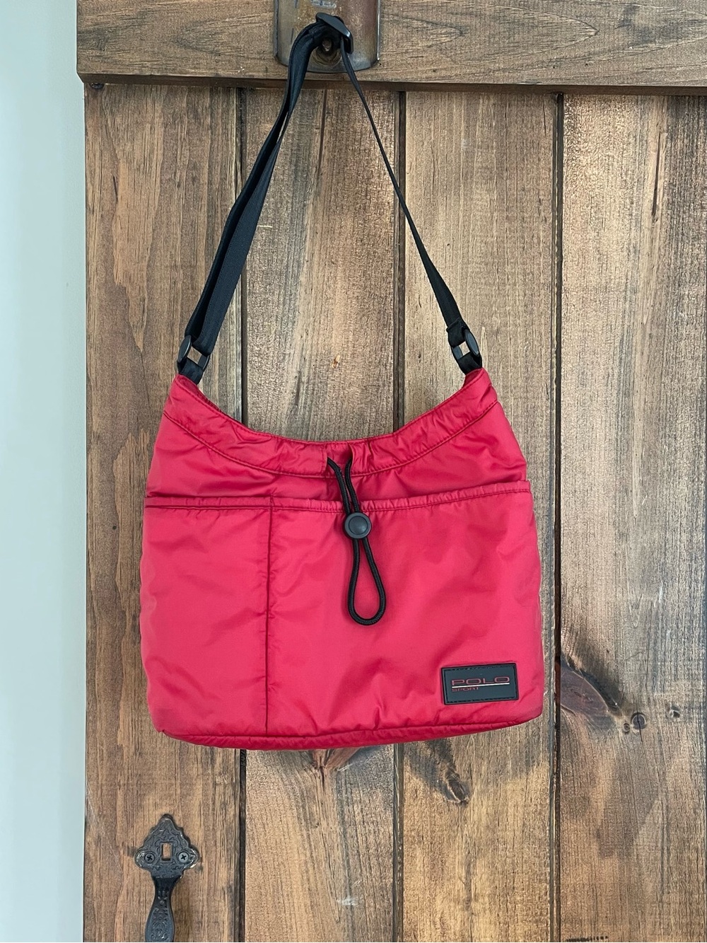 Vintage Y2K Ralph Lauren Polo Sport Red Quilted Puffer Shoulder Hobo Bag